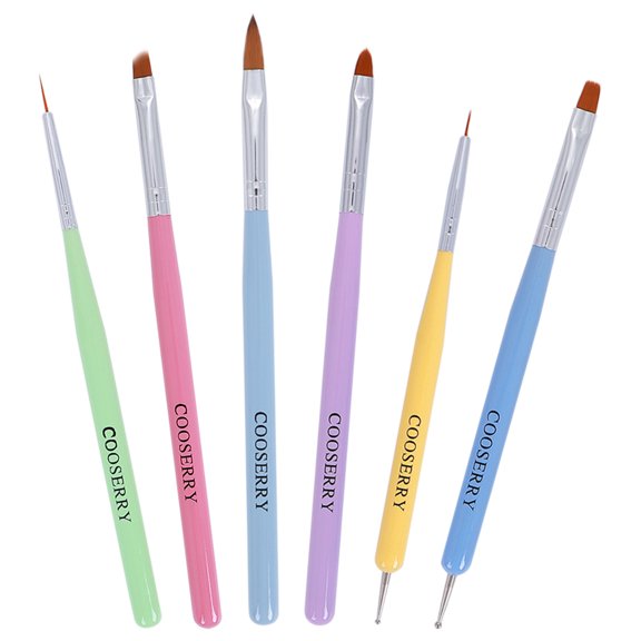 Cooserry Nail Art Brushes Set Gel Polish Nail Art Design Pen Painting Tools with Nail Extension Gel Brush, Builder Gel Brush, Nail Art Liner Brush and Nail Dotting Pen for Salon at Home DIY Manicure