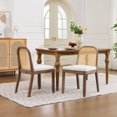 thumbnail image 4 of GAKMCIL Chenille Dining Chair, Mid-Century Modern Arm Chair, 1-Seat Cushioned Sofa with Solid Wood Armrests and Legs, Weight Capacity 300lbs for Dining Room, Kitchen and Bedroom (Brown), 4 of 9