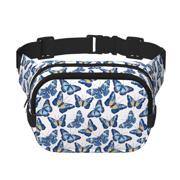 Disketp Beautiful Butterflies Riñonera de Doble Capa, Bolsa de Cintura Ajustable para Viajes, Correr y Senderismo, Riñonera Ligera para Hombre y Mujer