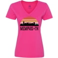 thumbnail image 3 of Inktastic Memphis Tennessee Skyline Retro Sunset Women's V-Neck T-Shirt, 3 of 5