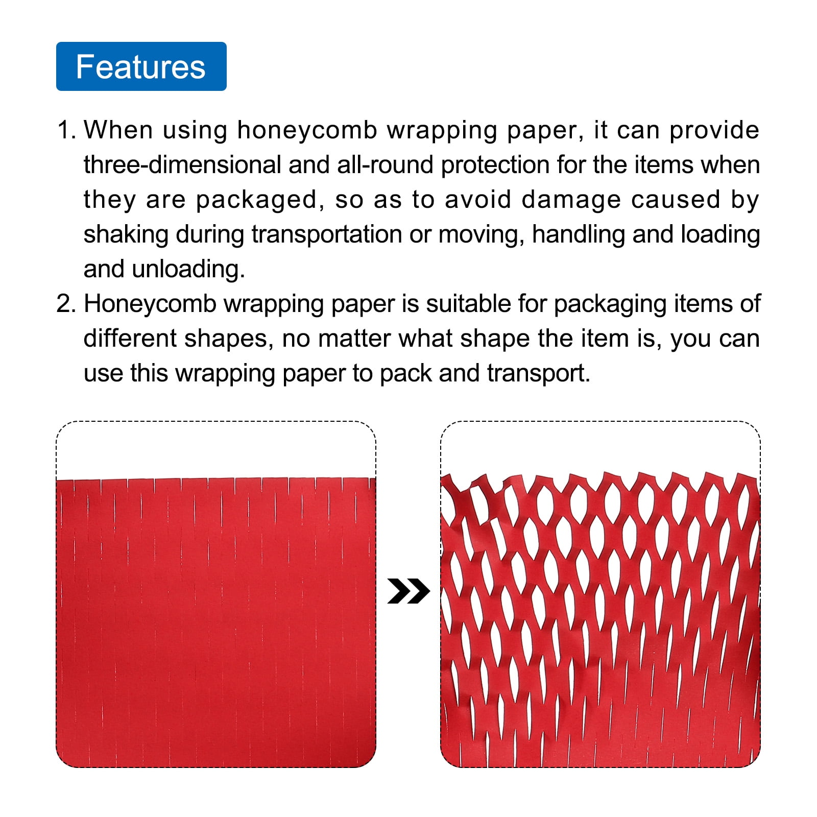 Uxcell Packing Paper 19 Inch x 65.6 Feet Cushioning Wrap Rolls Packing Paper for Moving Packaging Red