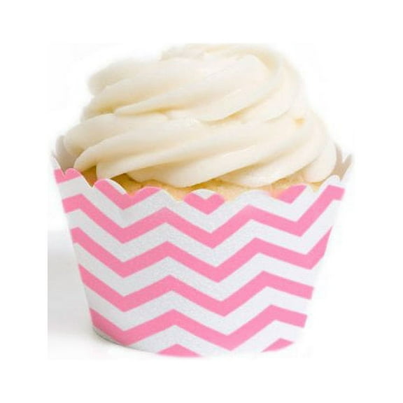 Dress My Cupcake Standard Cupcake Wrappers, Chevron, Pink, Set of 50