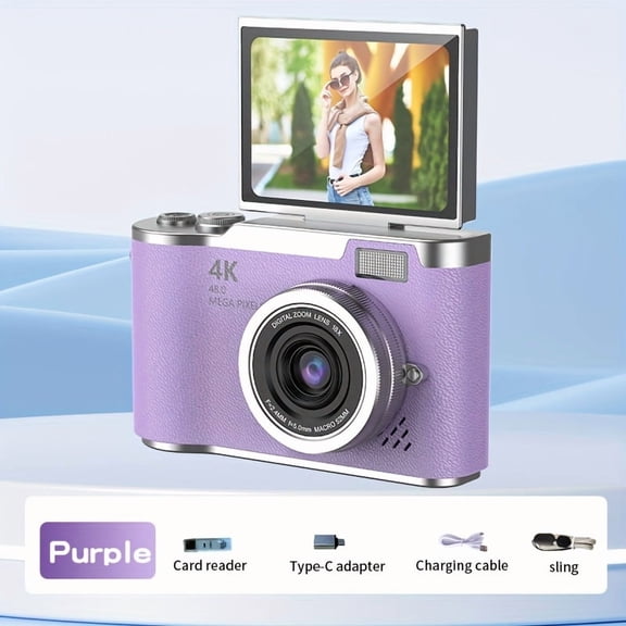 4K Digital Camera 2.4" Flip Screen Vlogging Camera for Photo Video Recording Beginner Friendly
