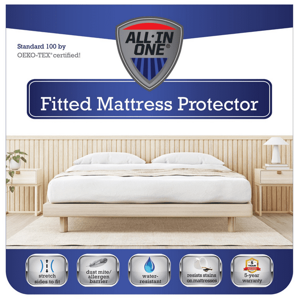 AllinOne Waterproof Fitted Mattress Protector, King