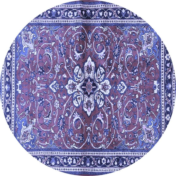 Ahgly Company Machine Washable Indoor Round Persian Blue Traditional Area Rugs, 3' Round