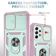 thumbnail image 6 of Rugged for Samsung Galaxy A53 5G Case with Camera Lens Sliding Cover Protective Phone Case with Rotated Ring Holder Stand, Heavy Duty Shockproof Magnetic Car Mount Case for Galaxy A53 5G, Green+Pink, 6 of 11