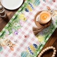 thumbnail image 3 of Easter Table Runner - 120 Inch Long Spring Gnomes Floral Bunny Duck Green Pink Plaid Cotton and Linen Blended Dress Scarves Farmhouse Table Runner for Kitchen Dining, Coffee Table, 13" x 120", 3 of 8