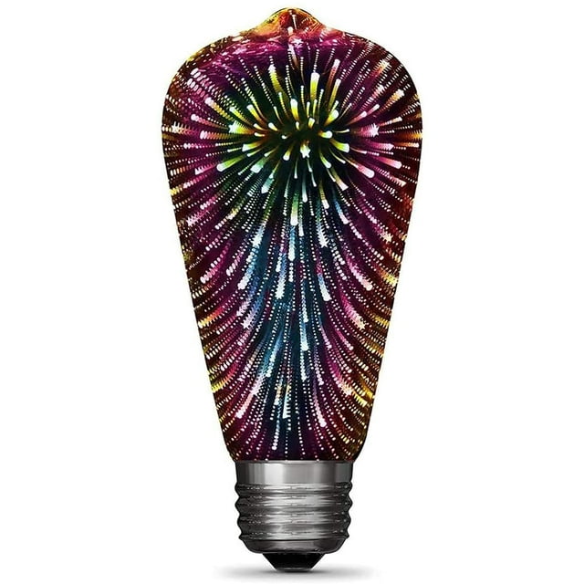 Bombillas de luz de fuegos artificiales, bombilla LED 3D decorativa, 4 W, bombilla de luz de vitral, decoración de brillo de estrella, uso para decoración navideña navideña, multicolor (E27) yeacher METRO