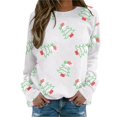 thumbnail image 1 of Gibobby Sudaderas para mujer navidad Blusa de manga larga con cuello en O para mujer, para uso diario, en casa, al libre, con estampado navideño(Blanco,CH), 1 of 5
