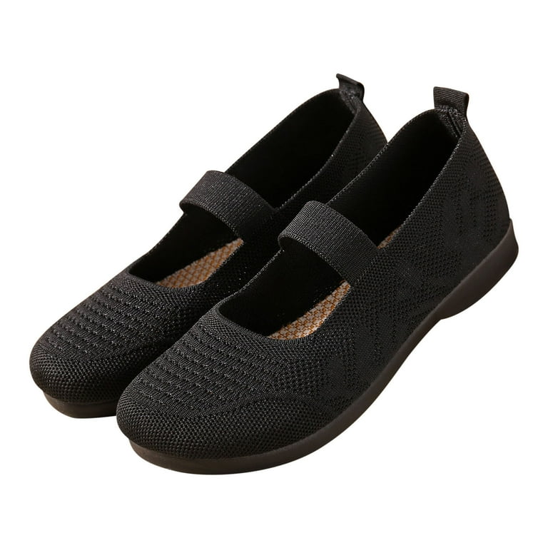 Hoshose Womens Slip-On Shoes Soft Round Toe Comfort, Non-Slip Breathable Flats for Elderly Ladies Lightweight Walking, Women's, Size: 36, Black Hoshose Womens Slip-On Shoes Soft Round Toe Comfort, Non-Slip Breathable Flats for Elderly Ladies Lightweight Walking, Women's, Size: 36, Black