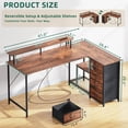 thumbnail image 5 of Eunos 61 inch L Shaped Gaming Desk with Power Outlets & LED Light, Computer Desk with 4 Tiers Drawers for Home Office, Wood Grain Print, 5 of 8