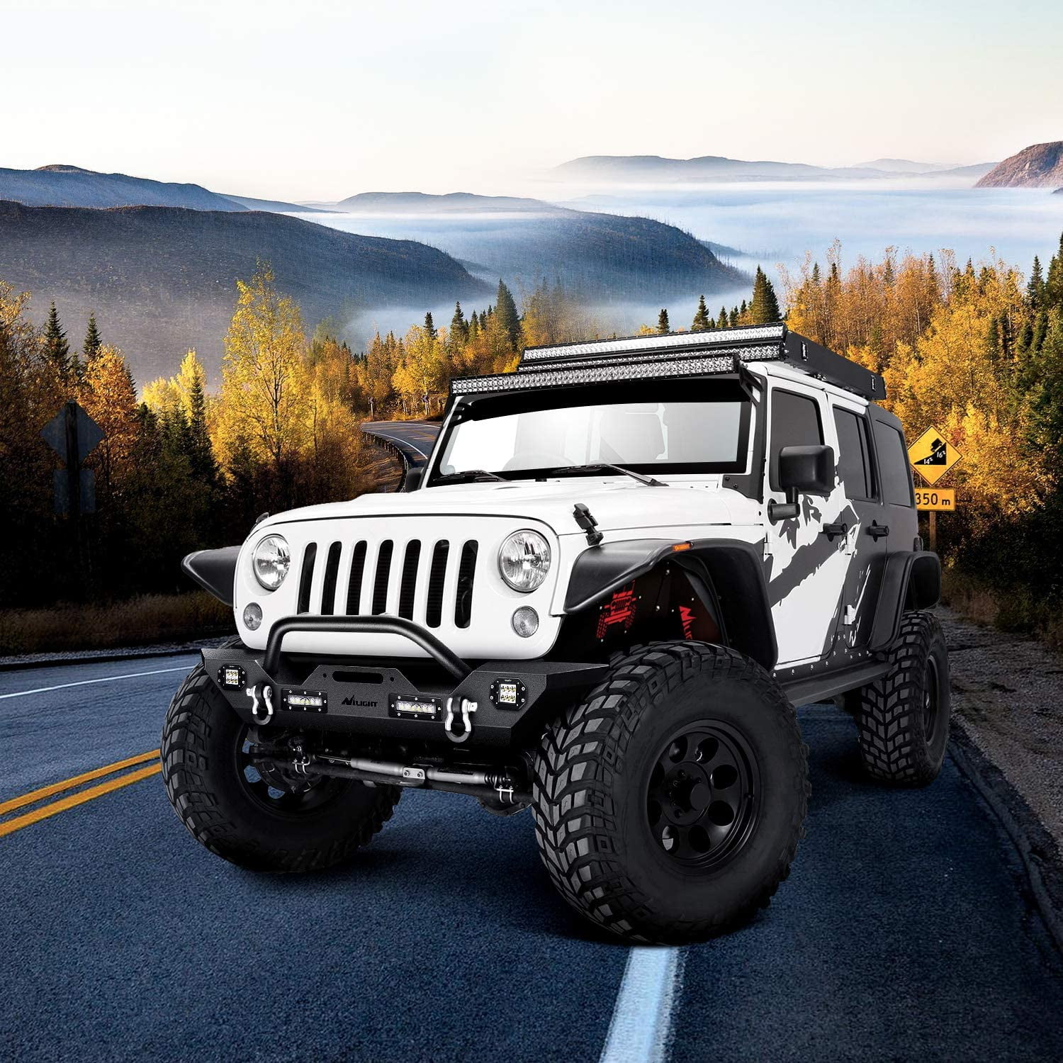 Nilight Front Inner Fender Liners Compatible with 2007-2018 Jeep Wrangler JK & JKU Unlimited Bolt-on Style Fender Flares,2 Years Warranty 