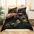 thumbnail image 2 of Erosebridal Bedding Set Full Dinosaur Comforter Cover for Teenage Youth, 3D Tyrannosaurus Rex Bed Set Jungle Animal Duvet Cover, Quilt Cover Room Decor 3pcs (Zipper Closure), 2 of 5