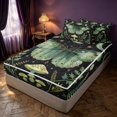 thumbnail image 3 of Homewish Moon Phase Butterfly Zipper Queen Comforter Set with Fitted Sheet and 2 Pillowcases, Botanical Daisy Mushroom Zipper Bedding Set, Green Black, Black Reversible, 3 of 7
