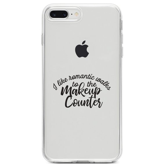 DistinctInk Clear Shockproof Hybrid Case for iPhone 7 PLUS / 8 PLUS (5.5" Screen) TPU Bumper Acrylic Back Tempered Glass Screen Protector - I Like Romantic Walks to the Makeup Counter