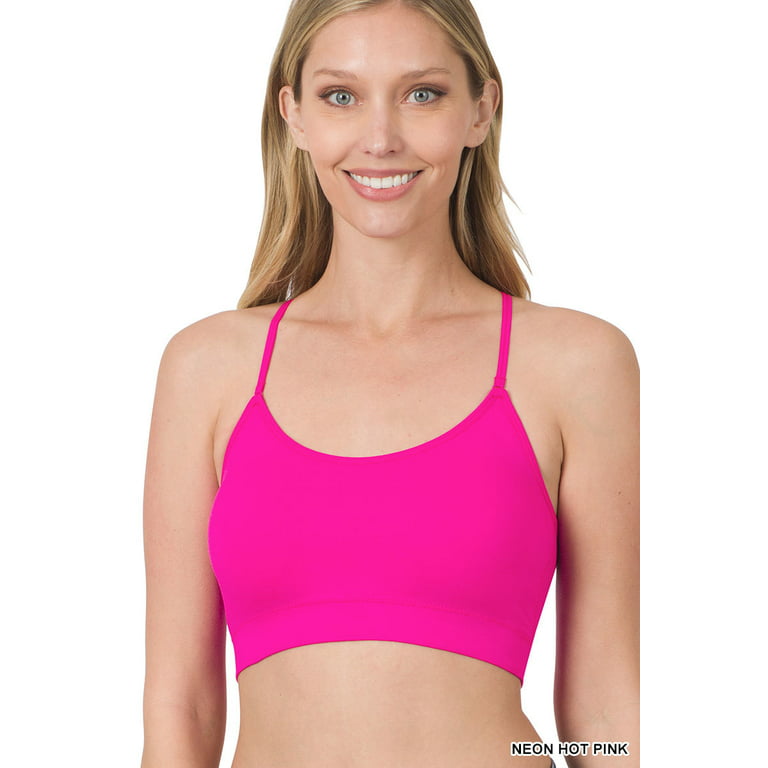 TheLovely Women & Plus Seamless Bralette Cross-Back Padded Sports Bras with  Adjustable Strap 