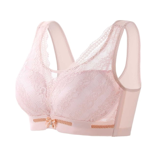 Timegard Summer Bras for Women Wirefree Flower Lace Full Coverage Wide Strap Comfortable Everyday Bra