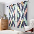 thumbnail image 2 of Yayeee Window Curtains Light Filtering 63"x42" Grommet Panel Pair Home Living Room Decor, Green Stripes, 2 of 7