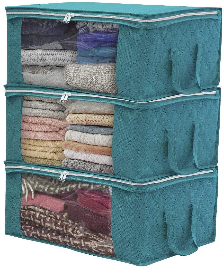 Tuydeen 3 Foldable Clothes Storage Bags, Duvets Underbed Storage Bag