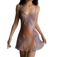 thumbnail image 1 of Gureui Womens Sleeveless Stain Mini Dress Tie Strap Short Dress Rhinestone Halter Backless Bodycon Party Club Dress, 1 of 8