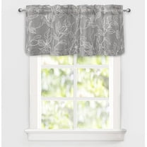 DriftAway Ryan Sketch Flower Floral Branch Leaves Lined Thermal Insulated Window Curtain Valance Rod Pocket, 52" x 18" Plus 2" Header, Gray