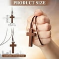 thumbnail image 3 of Vintage Wooden Cross Car Rearview Mirror Pendant, Adjustable Braided Cord Hanging Ornament, interior Auto decor Accessory, Dual-Use Cross Necklace for Vehicle Cab & Daily Wear, 3 of 5