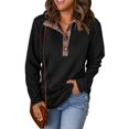 thumbnail image 1 of Ladies Pullover Sudadera Moda Acolchado Patrón Ligero de Manga Larga Plain Casual Top Negro S, 1 of 6