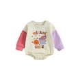 thumbnail image 2 of Musuos Baby Girls Boys Sweatshirts Rompers 6 12 18 24M Halloween Pumpkin Letter Print Long Sleeve Contrast Color Toddler Fall Bodysuits, 2 of 10