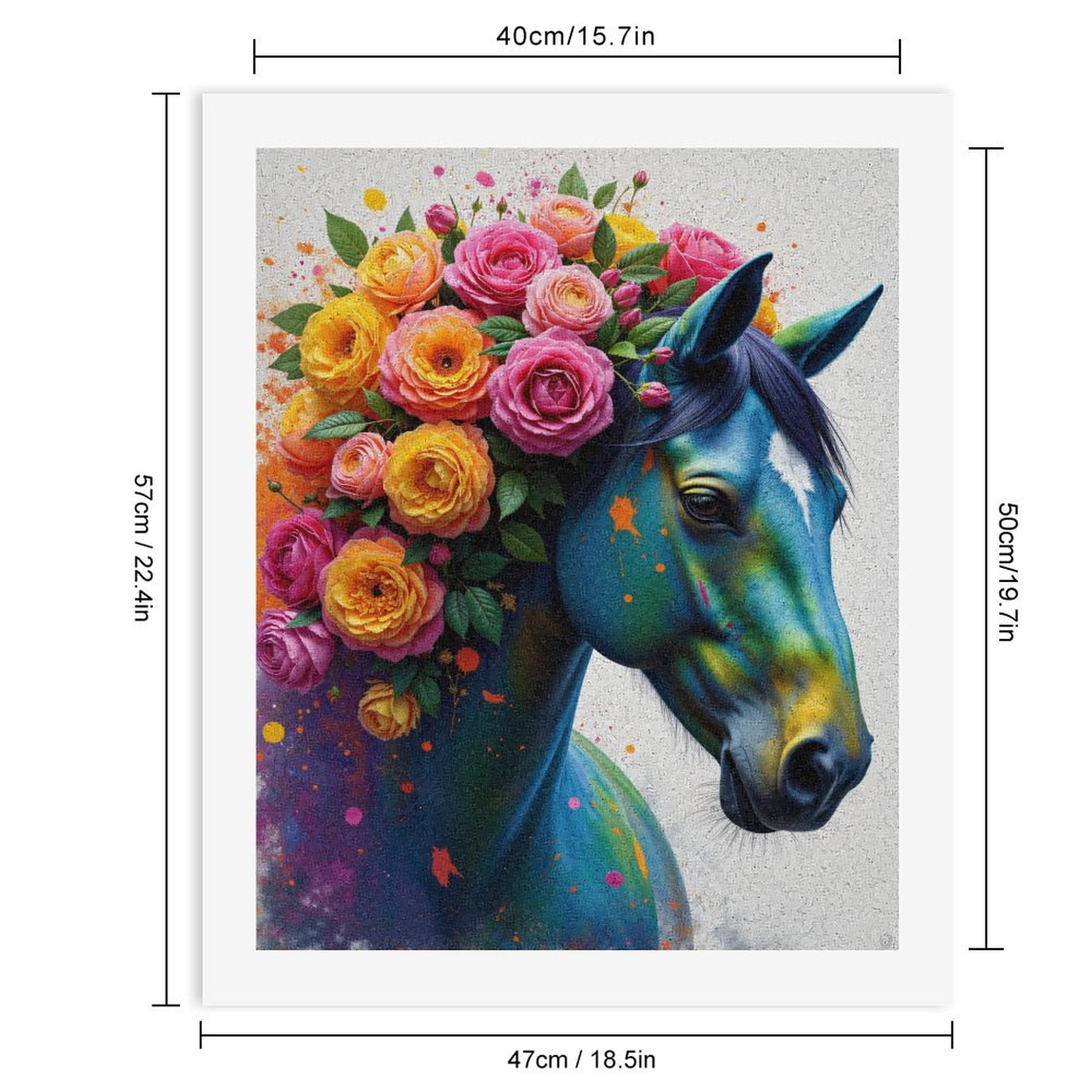 Paint By Numbers Kit for Adults Beginner - DIY Colorful Horse Floral Art Fantasy Canvas Painting Kits for Adults, Frameless Paint By Number for Adults for Home Wall Decor 16x20 Inch