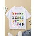 thumbnail image 1 of Kids' Colorful Cartoon Print T-Shirt - Breathable Stretch Knit, Round Neck, Short Sleeve, Fun & Playful Design for Boys and Girls, Casual Summer Top Youngsters Tshirt Round Neck Shirt, 1 of 6