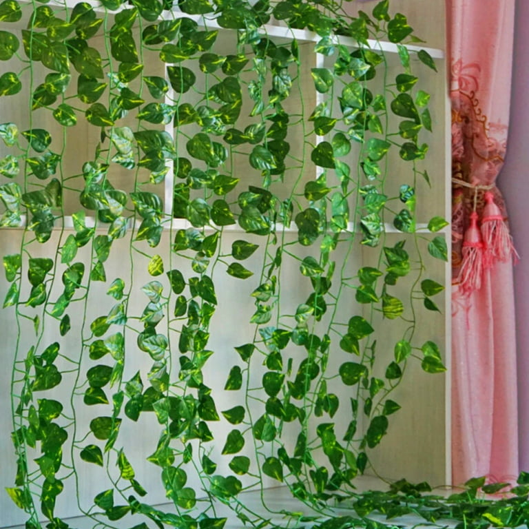 12Pcs/Set Green Artificial Ivy Vines Artificial Plant Greenery Garland Fake  Vines Hanging Ivy Garland looks vivid can be used for weddings, bedrooms