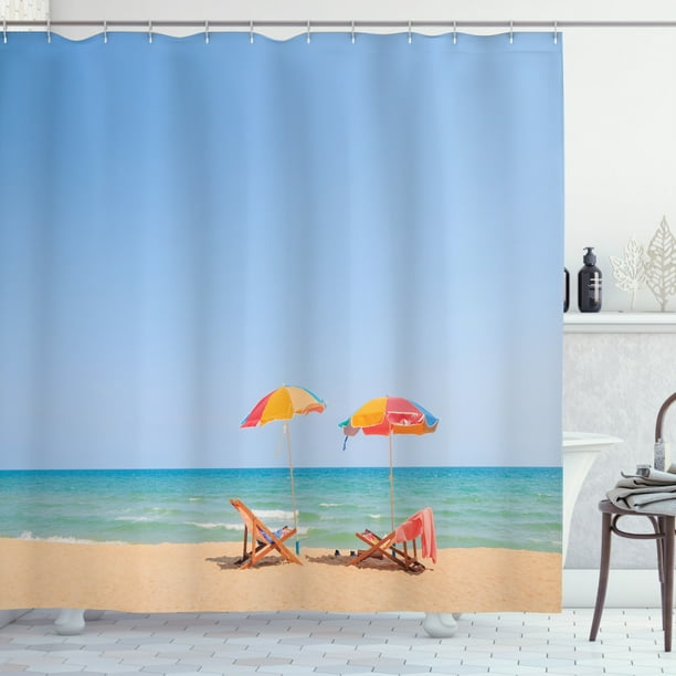 Seaside Decor Beach Chair, Umbrella On Beach, Leisure ...