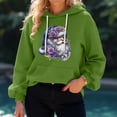thumbnail image 6 of Women's Christmas Print Loose Casual Long Sleeve Hooded Sweatshirt, Festive Fall Winter Wear with Comfortable Fit and Holiday Design for Seasonal Activities,Green,XL, 6 of 7