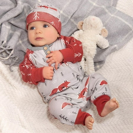 

Sodopo Baby Pajamas Infant Baby Boys Girls Long Sleeve Cartoon Animal Print Romper Jumpsuit+Hat Set Boy Girl Pajamas Bodysuit Toddler Jacket