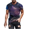 thumbnail image 2 of Qertyioot Henley Chemises pour Hommes Été Col Rond Imprimé Décontracté Manches Courtes Col Rond Haut/chemise, 2 of 5