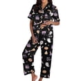 thumbnail image 4 of Under $20 Halloween Pajamas Set CNJKEHIUV Women's Halloween Pajamas Fall 2-Piece Plus Size Pumpkin Short Sleeve Top & Long Pants Home Dress Sleepwear Casual Loungewear, 4 of 5