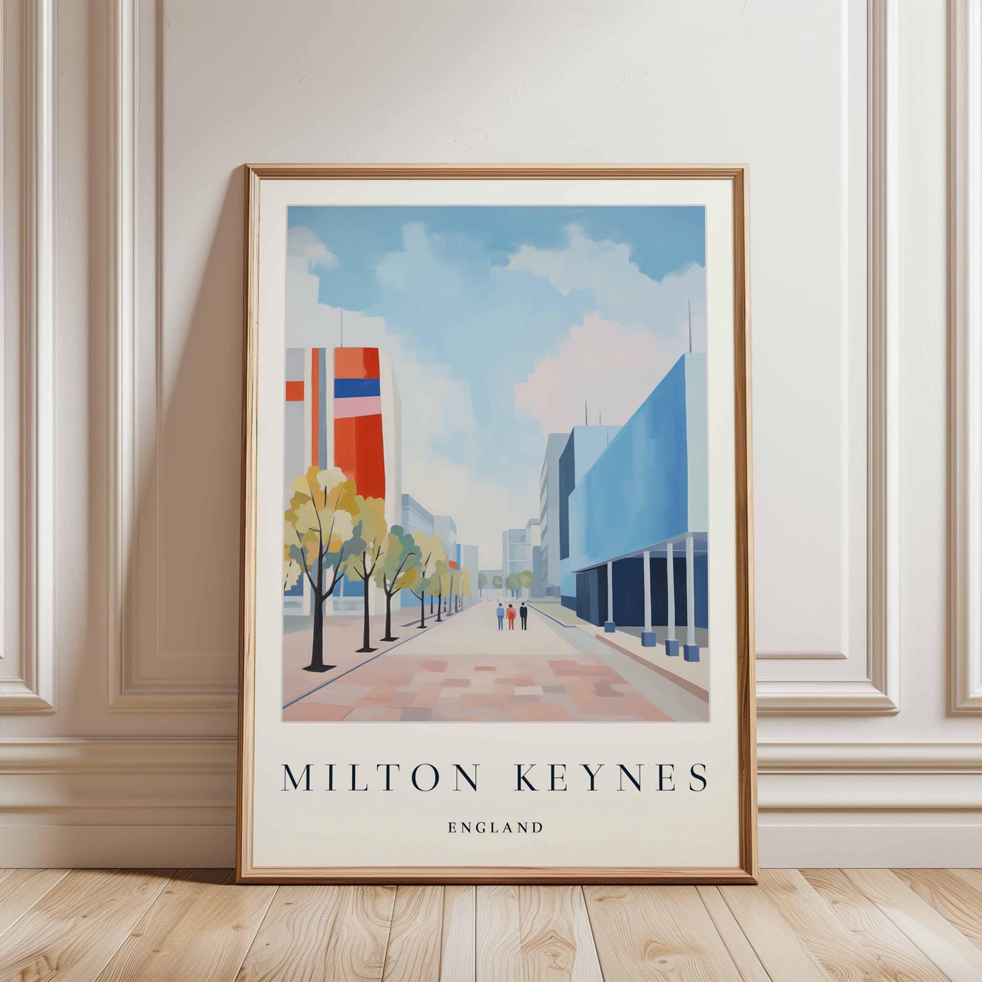 Milton Keynes England Modern Cityscape Travel Print Home Decor Office Wall Art Living Room Decor, Paper Poster Only