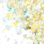 100G Nail Art Star Sequins Craft Confetti Sequins Yellow Hollow Heart Butterfly Plastic Iridescent Colorful Mix Shaped Loose Confetti