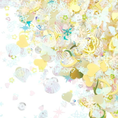 100G Nail Art Star Sequins Craft Confetti Sequins Yellow Hollow Heart Butterfly Plastic Iridescent Colorful Mix Shaped Loose Confetti