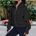 thumbnail image 4 of Sudadera Ropa de otoño con cuello alto y media cremallera para mujer, traje diario de color sólido (negro L) Kuymtek Negro T L para Mujer, 4 of 5