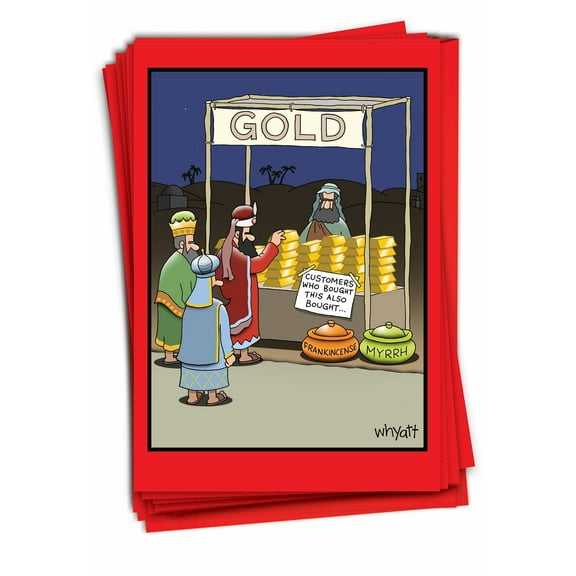 NobleWorks, Gold Purchase - 12 Funny Christmas Cards Boxed - Bulk Set, C9546XSG-B12x1