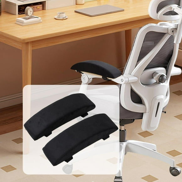 Cojín para reposabrazos de silla de escritorio, cómodo, ligero y grueso para mejorar la postura al sentarse. negro