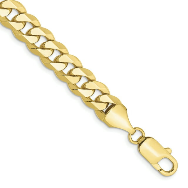 Chaîne Gourmette Plate Biseautée en Or Jaune 10K 8.75mm 9 Pouces