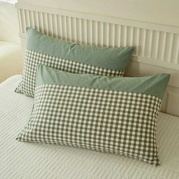 EGNMCR Plaid Pillow Shams Checkered Pillowcase Ginghams Pillow Covers Standard Size Pillow Cases Soft Breathable Pillow Cases Set Of 2 Farmhouses Pillowcase Cotton Pillowcases