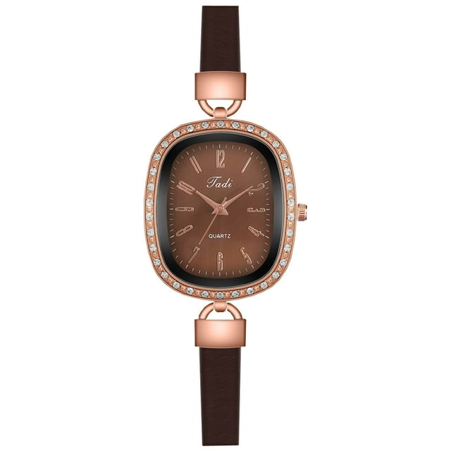 Reloj de cuero digital literario retro compacto ovalado con incrustaciones de diamantes para mujer Wmkox8yii gfajkfgbkjabf1206