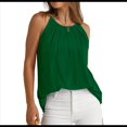 thumbnail image 1 of Camisola Plisada para Mujer, Tirantes Finos, Cuello Halter, Dobladillo Curvo, Moda 2025, Verde, XXL, 1 of 9