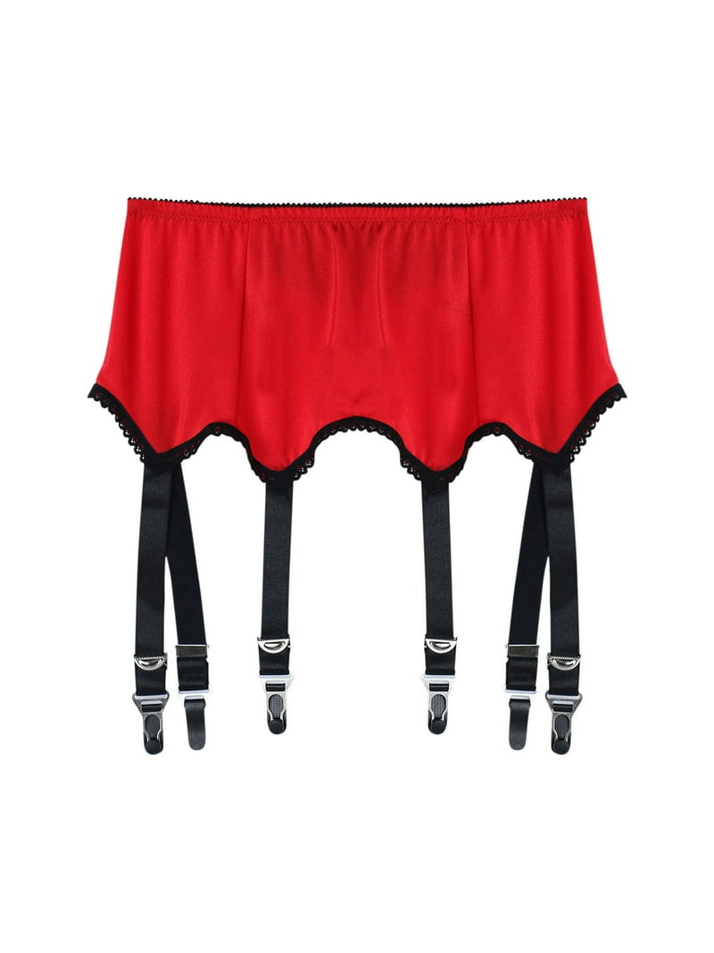 Women's Sexy Lace Garter Belt with 6 Straps Metal Clip Suspender