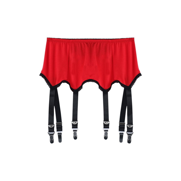 Women's Sexy Lace Garter Belt with 6 Straps Metal Clip Suspender for Thigh  High Stockings - Walmart.com