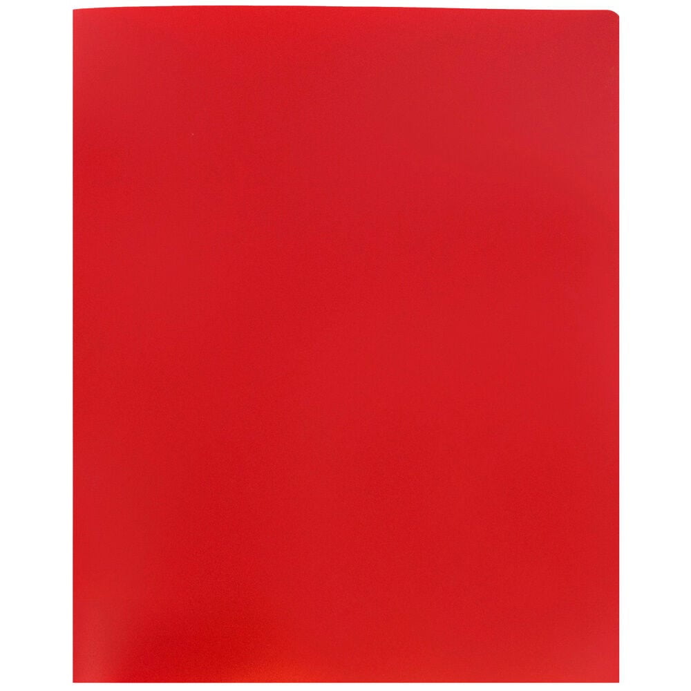 JAM Paper Heavy Duty Plastic 2 Pocket Extra Tough School Folders, Red, Bulk 144/Box