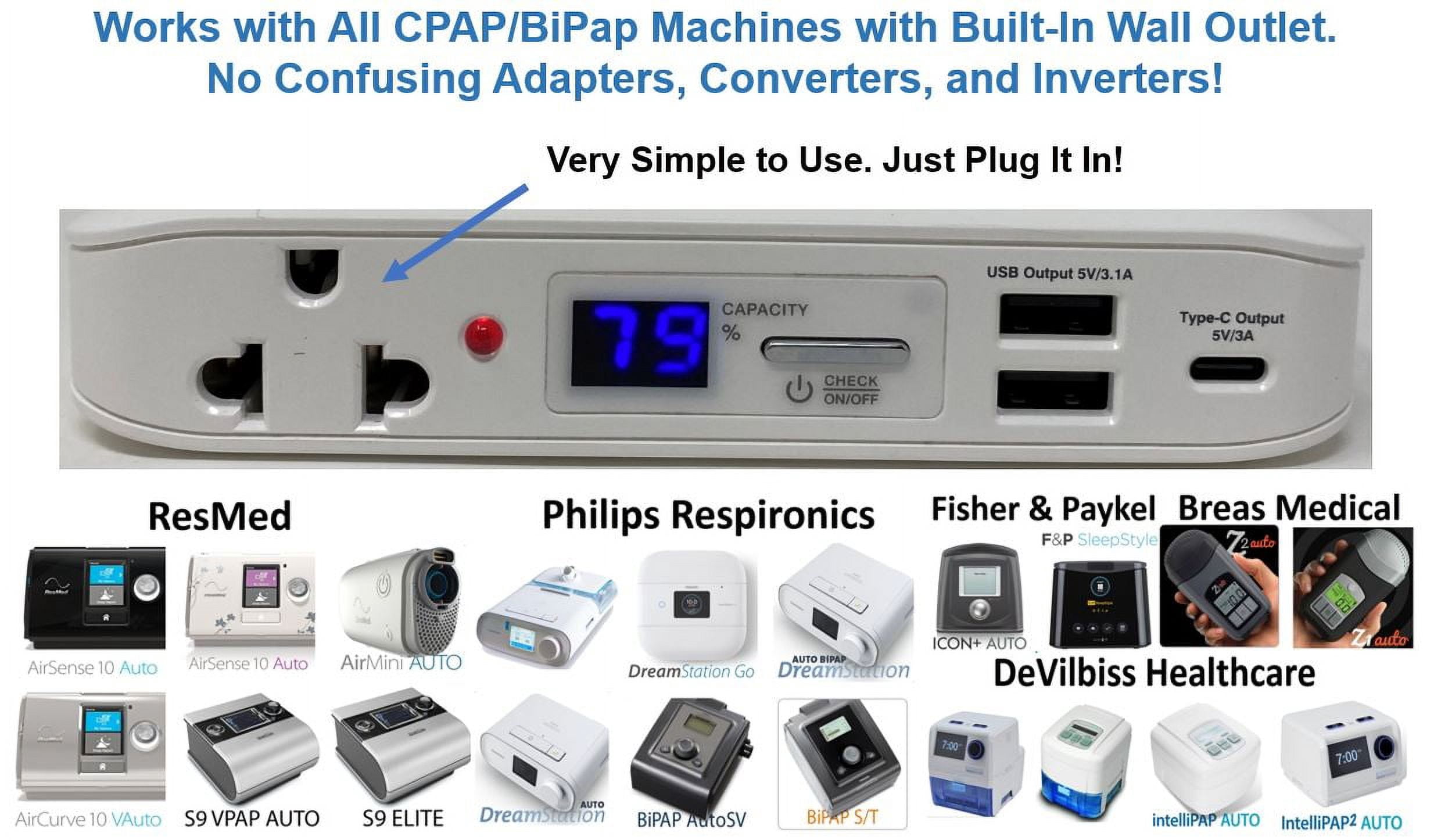 Zopec EXPLORE 5700 Universal Travel CPAP Battery (2-3 Nights). Super Lightweight. Only 1" Thin and 2.5 lb.s! Works with All Machine with No Adapters. FAA Compliant.